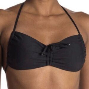 NWT VYB Rem Cinched Bandeau Bikini Top Black Sz US MEDIUM